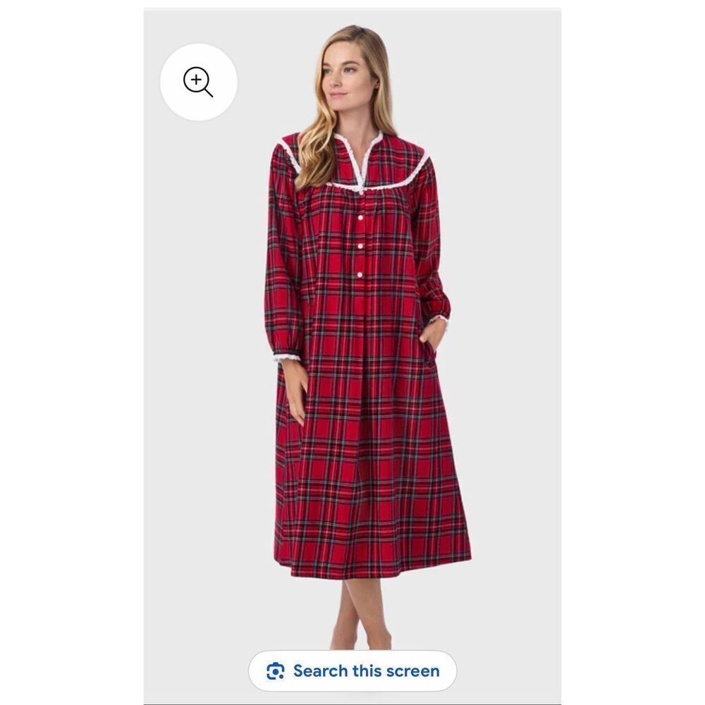 Lanz of Salzburg Red Tartan Plaid Nightgown Small